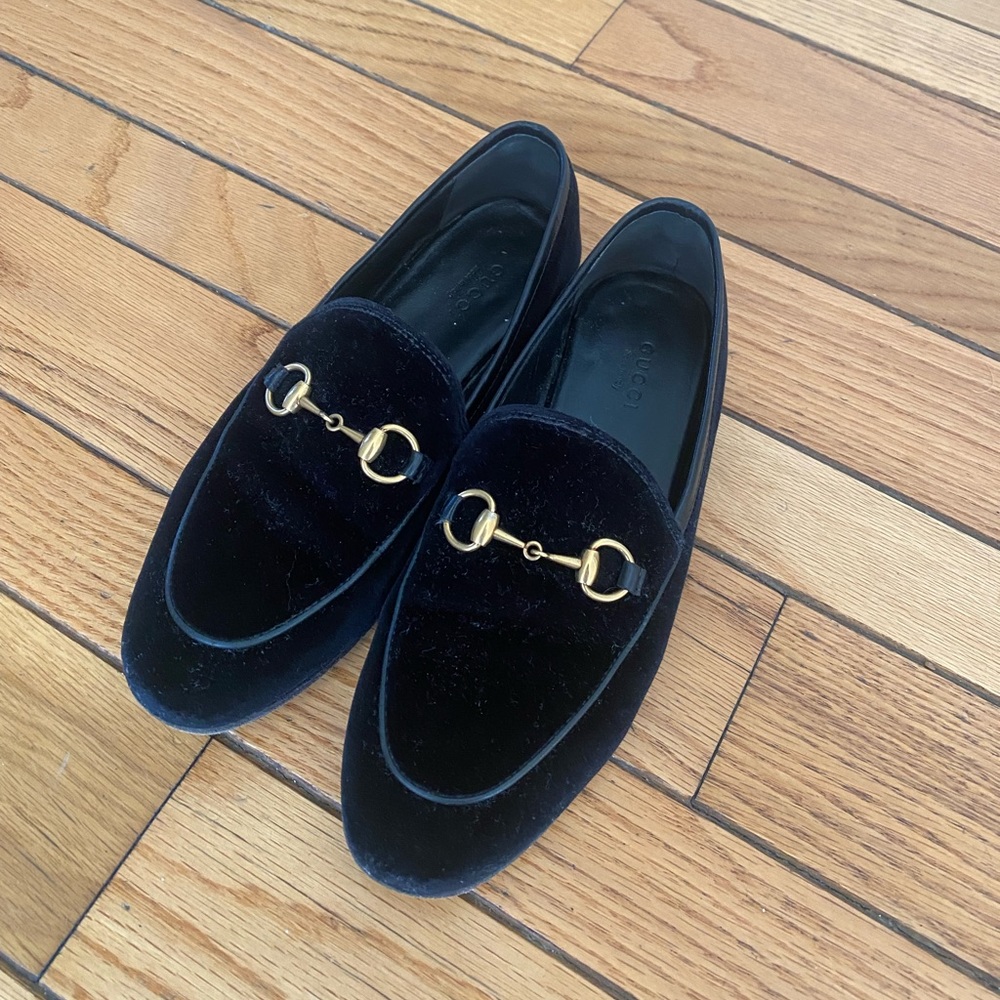 Gucci velvet loafers, black, size 36